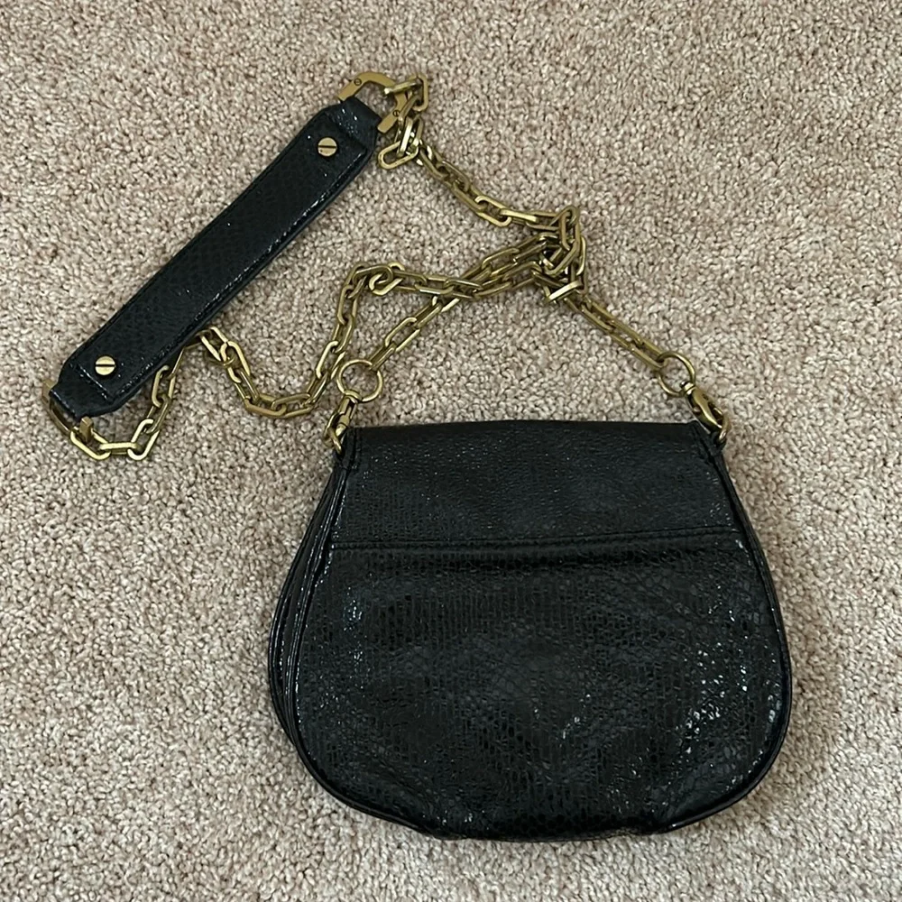 Tory Burch Snakeskin Crossbody - Black